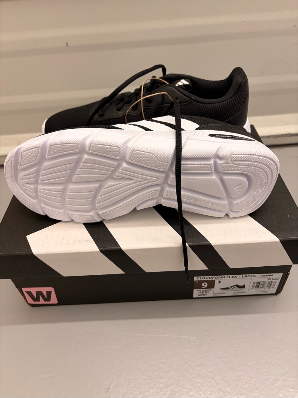 Adidas Cloudfoam Flex Laces Core Black White Running Shoes Women's Size 9 NEW - Picture 4 of 6